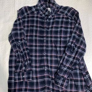 Plaid Button Up embroidery details on back